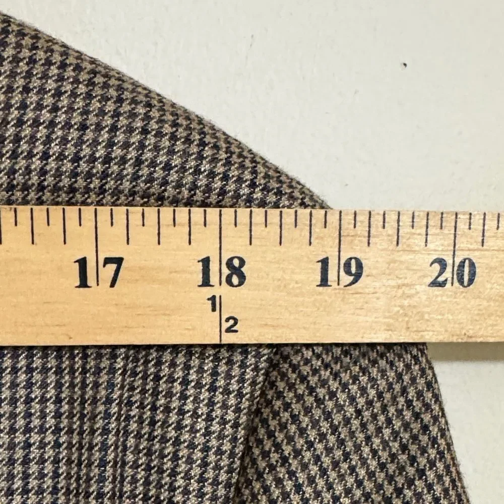 Ralph Lauren Silk Blend Brown Houndstooth Men's Blazer Elbow Patches size 42R